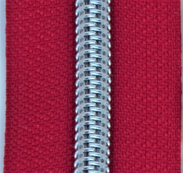 Kunststoff-Rei&szlig;verschluss silber metallisiert rot